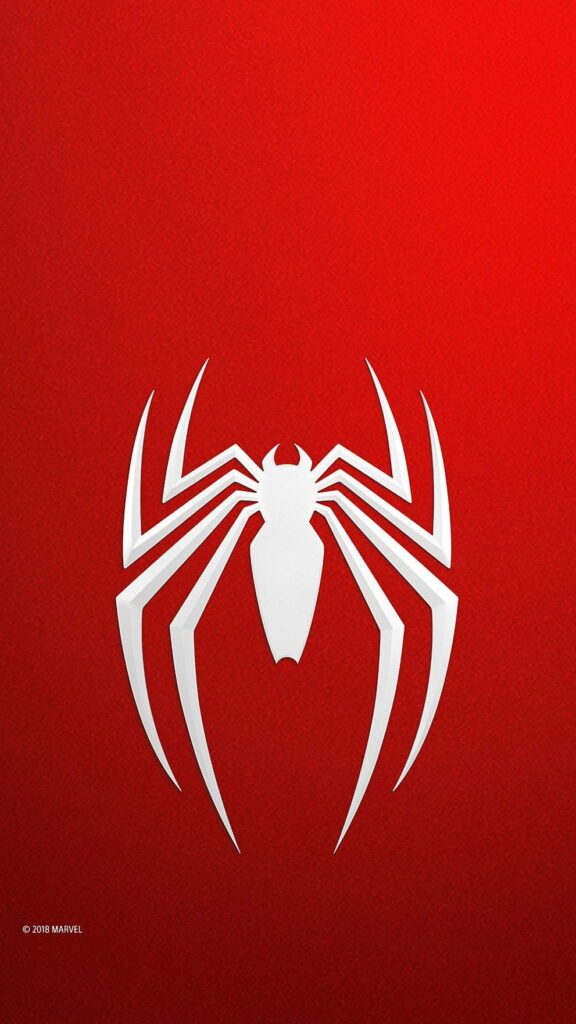 HD phone wallpaper with sleek white Spiderman logo on bold red background for Marvel fans