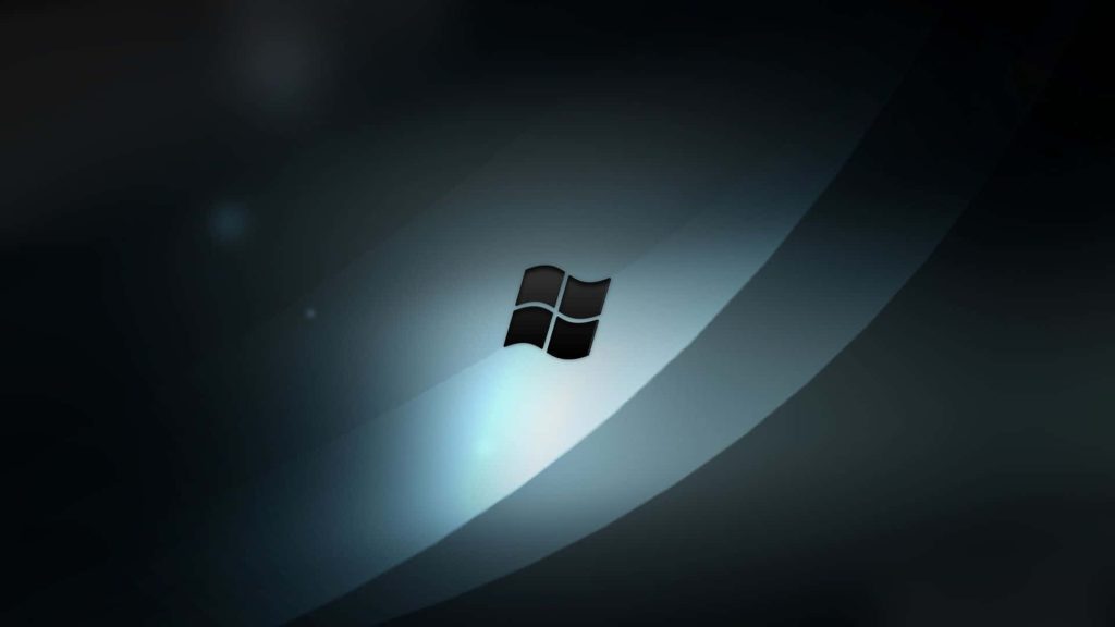 Windows 7 logo wallpaper with curved light streaks on dark minimalist tech background
