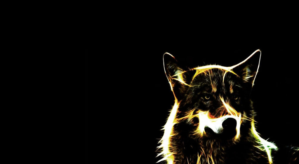 Sleek Wolf Head Wallpaper: Minimalist Design on Black Background