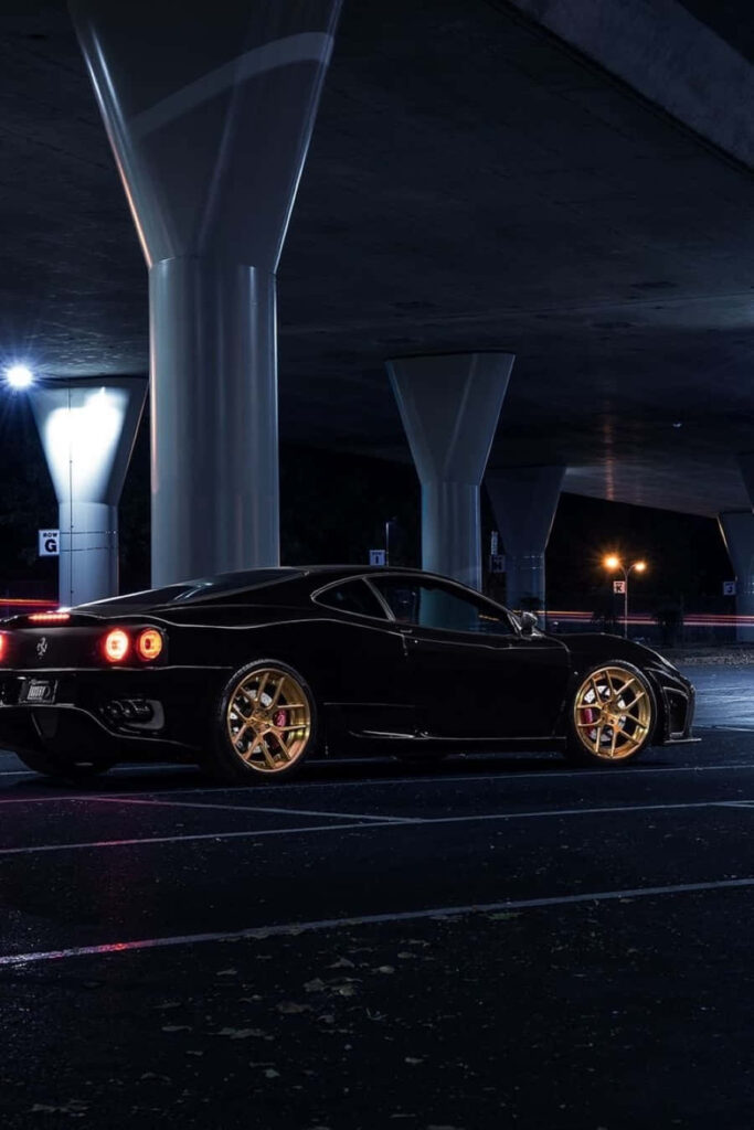 Black Ferrari 360 Modena Dark Phone Background Wallpaper