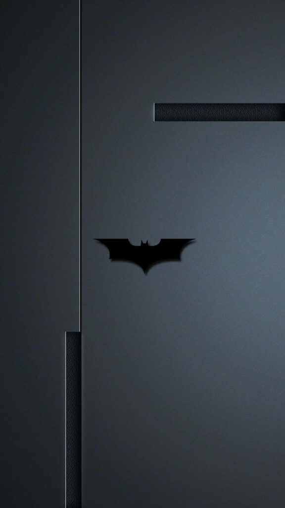 Sleek and Stylish: Batman's Iconic Symbol on a Textured Gray 3D Backdrop for your iPhone Background Wallpaper