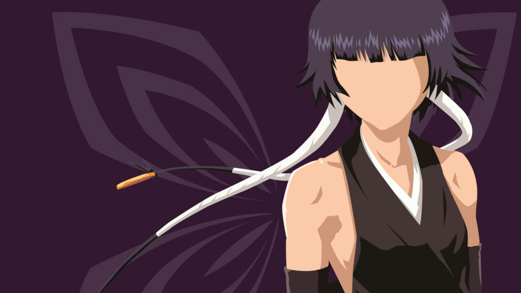 Slicing through Dimensions: Captivating Vector Art of Soifon in the Bleach Anime World Wallpaper