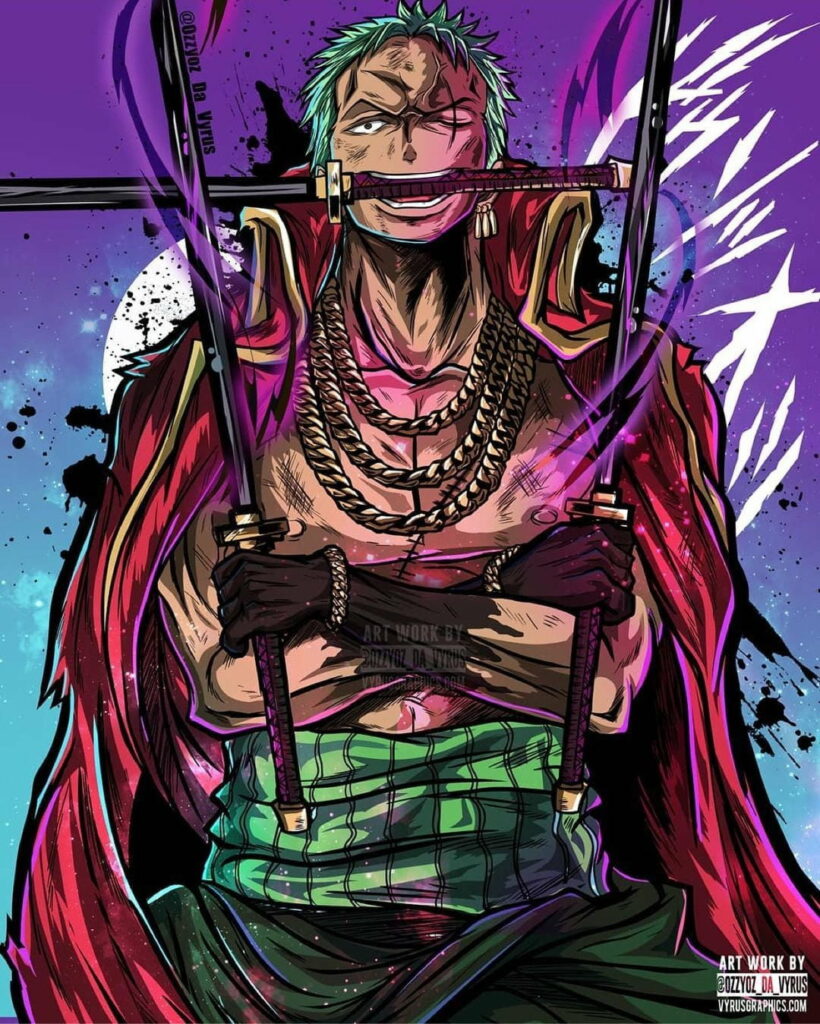 Sword Wielder Extraordinaire: Roronoa Zoro in HD Anime Wallpaper