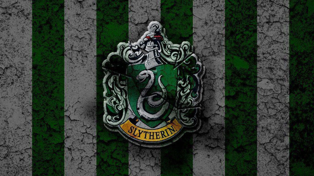 Textured Green & White Slytherin Wallpaper Background with Serpent Emblem
