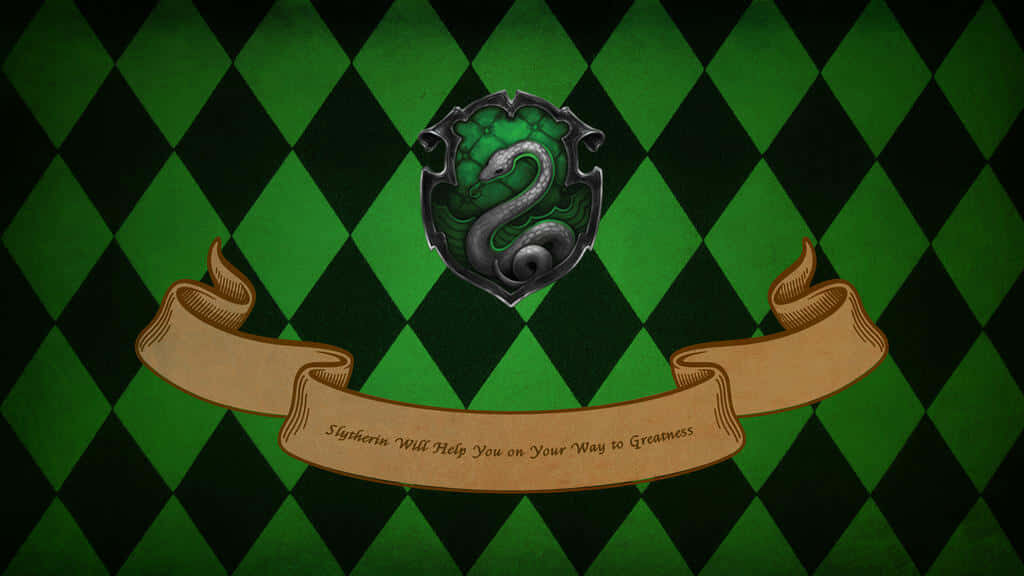 Slytherin Wallpaper: Emblem & Motivational Quote in Green & Black