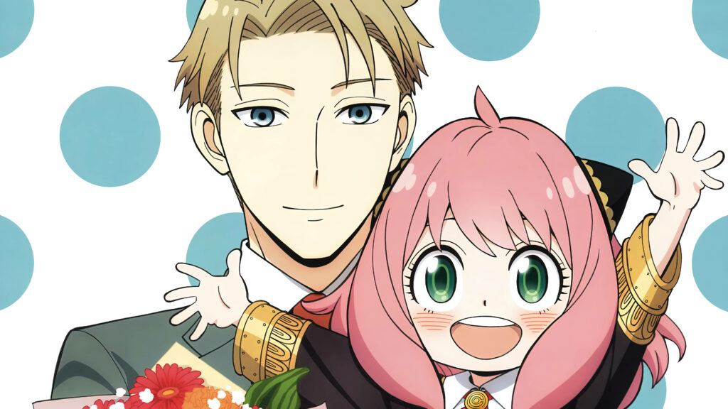 Playful Family Bonds: Anya's Joyful Grin Amidst Loid's Charming Encounters Wallpaper