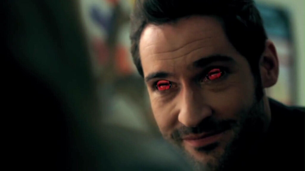 Smiling Lucifer with Silly Demonic Eyes - A Creative and Unique Wallpaper