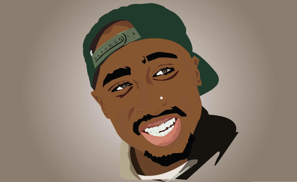 Smile for the Camera: Tupac's Digital Army Green Hat Wallpaper