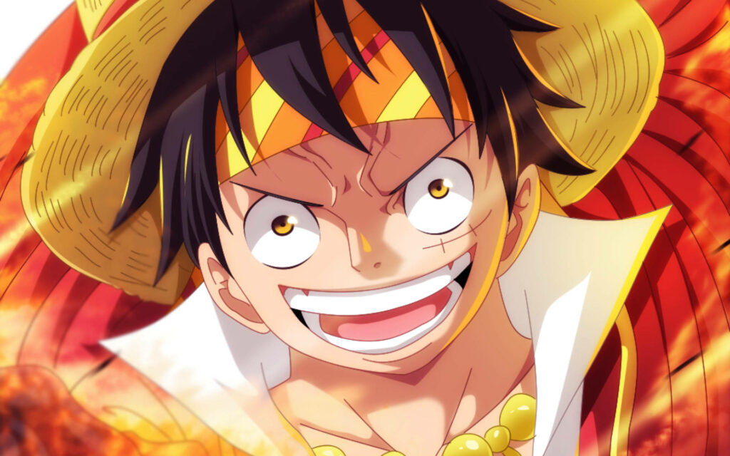 The Grinning Monkey: Luffy's Radiant Smile Background Wallpaper