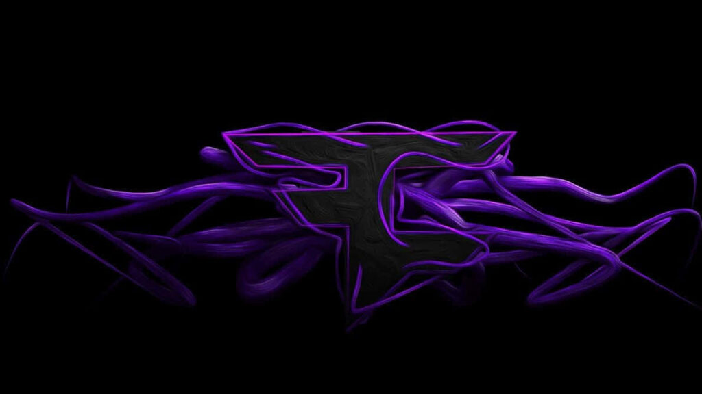 The Enigmatic Haze: Faze Rug's Iconic Emblem Immersed in a Purple Hued Smoke Wallpaper