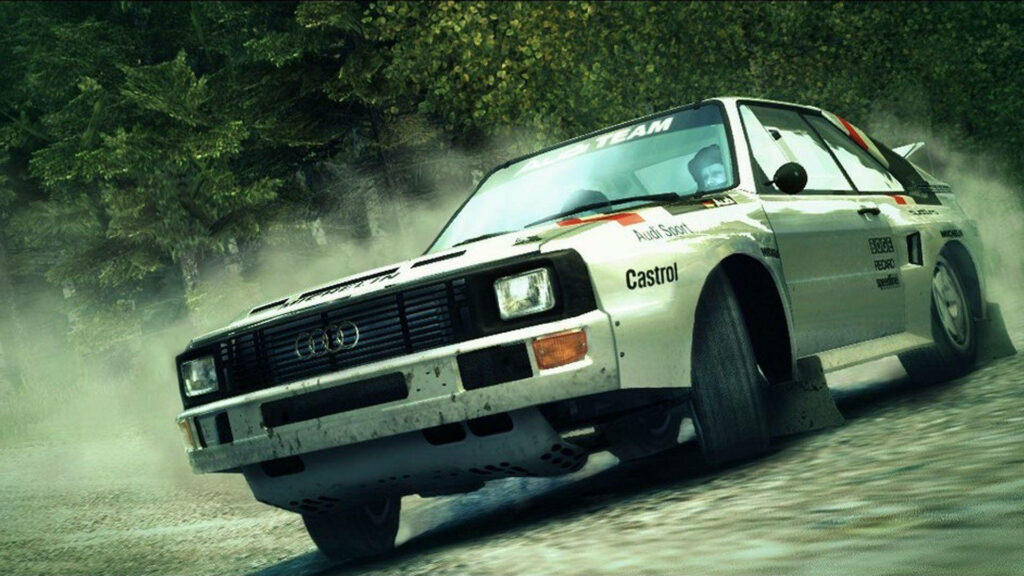Audi Sport Quattro Rallye Delivers Impressive Performance Amidst Smoky Surroundings Wallpaper