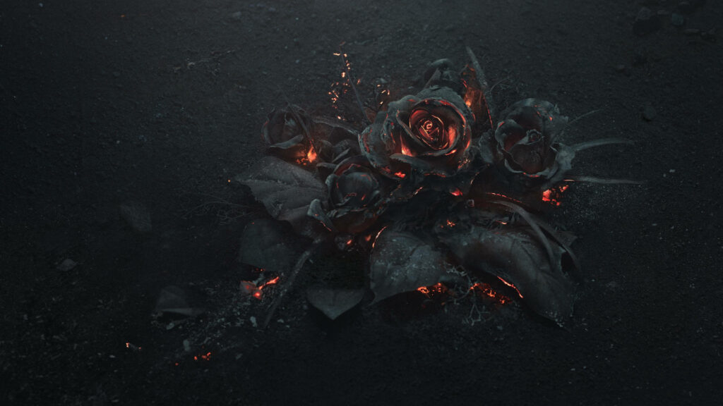 Smoldering Rose Wallpaper: Dark Background with Glowing Embers