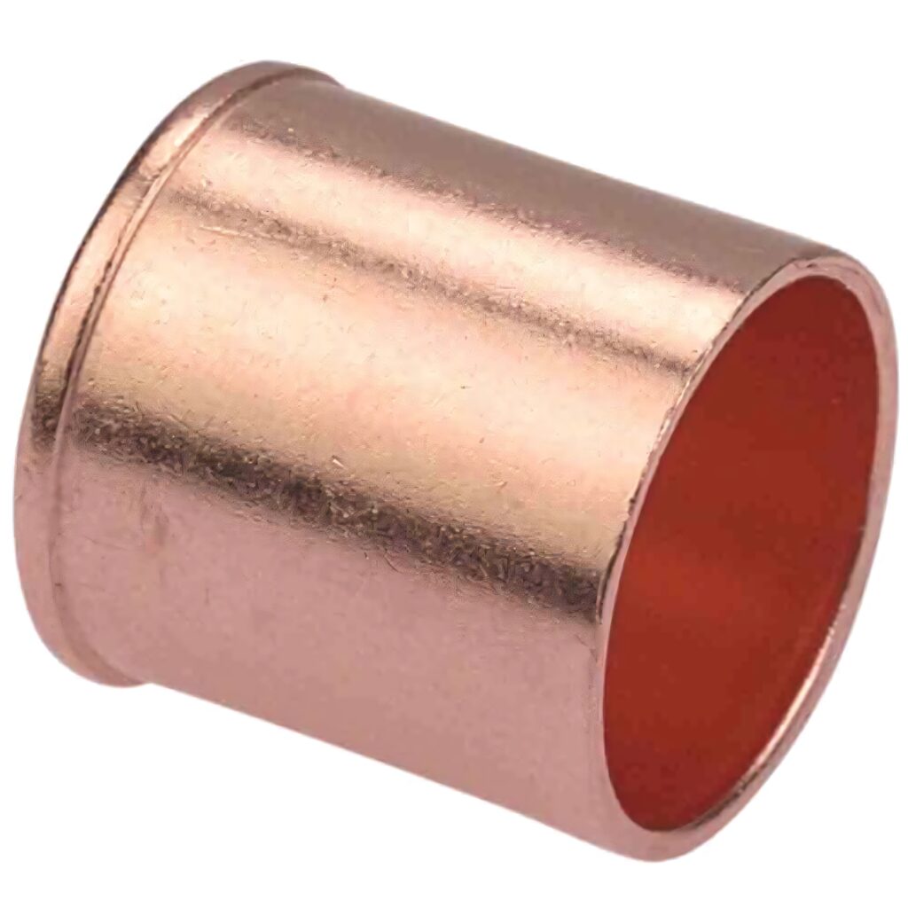 Close-up of smooth copper fitting with metallic sheen warm reddish brown tones industrial texture Wallpaper