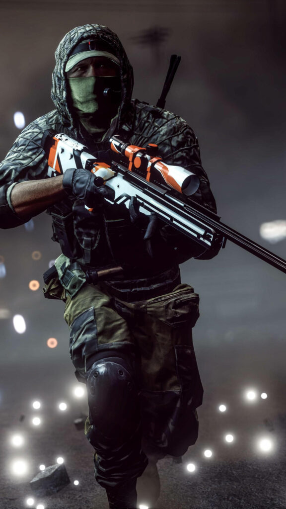 Masked Warrior: A Vibrant Sniper's Tale in 4K Wallpaper