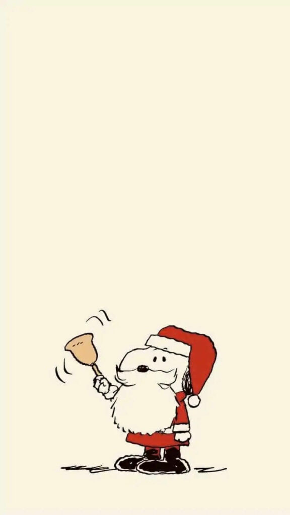Festive Snoopy Santa Wallpaper for iPhone - Minimalist Beige Design