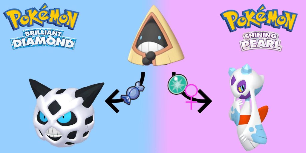 Snorunt evolution showcase with Glalie and Froslass in Pokemon Brilliant Diamond Shining Pearl wallpaper