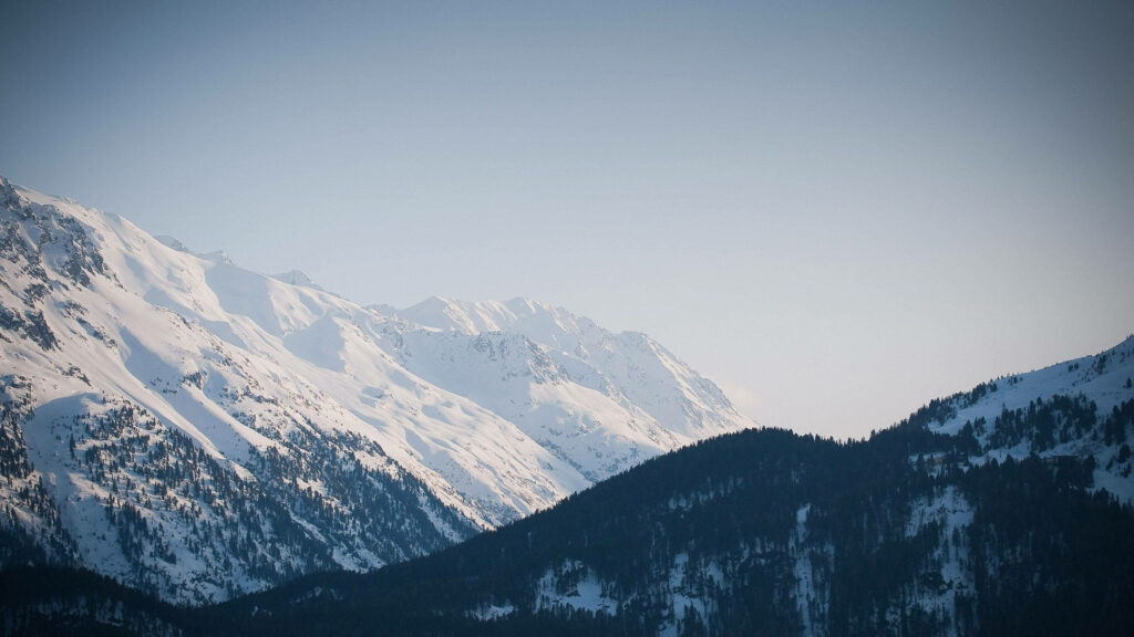 Serene Snow-Capped Summit: Aesthetic White Mountain Wallpaper for Mac Desktop