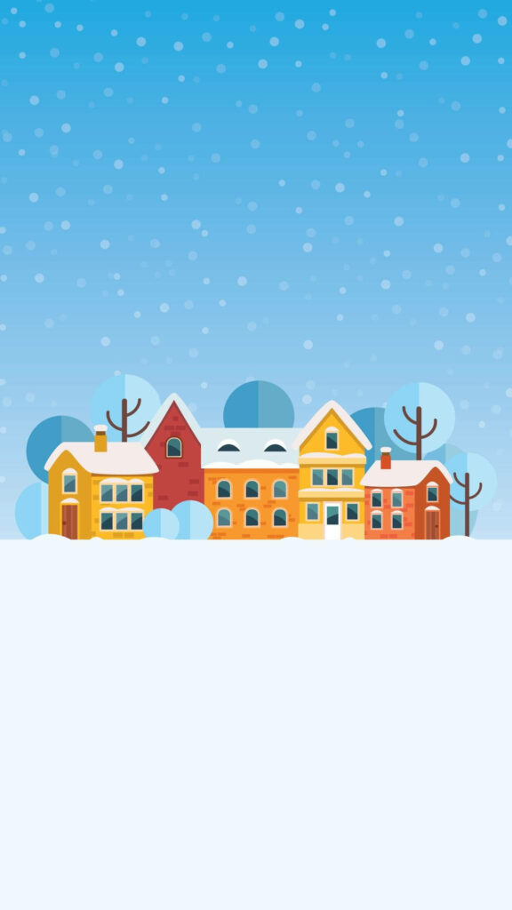 Cozy Snowy Christmas Street Scene Wallpaper for iPhone Background