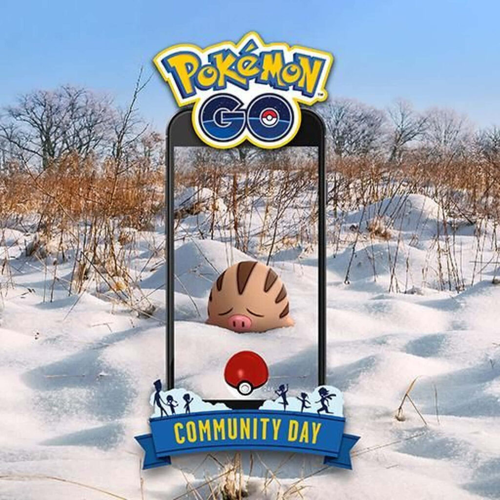 Winter Swinub Wallpaper: Pokémon Go Community Day Scene