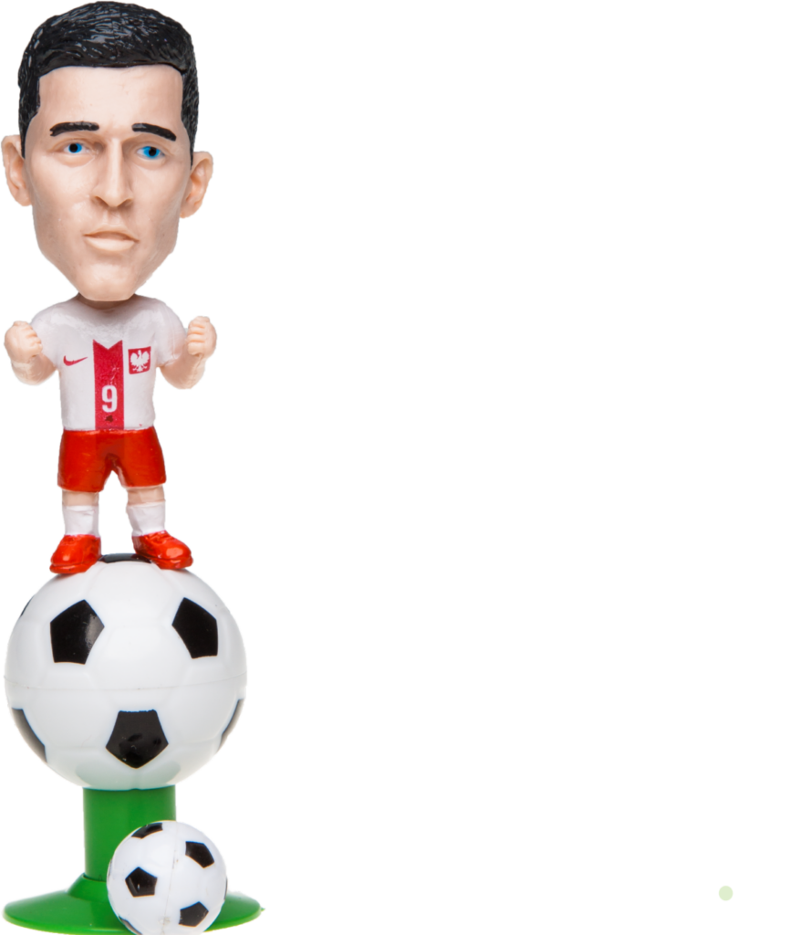 Soccer Star Bobblehead Figurine in White & Red - Playful Design Wallpaper