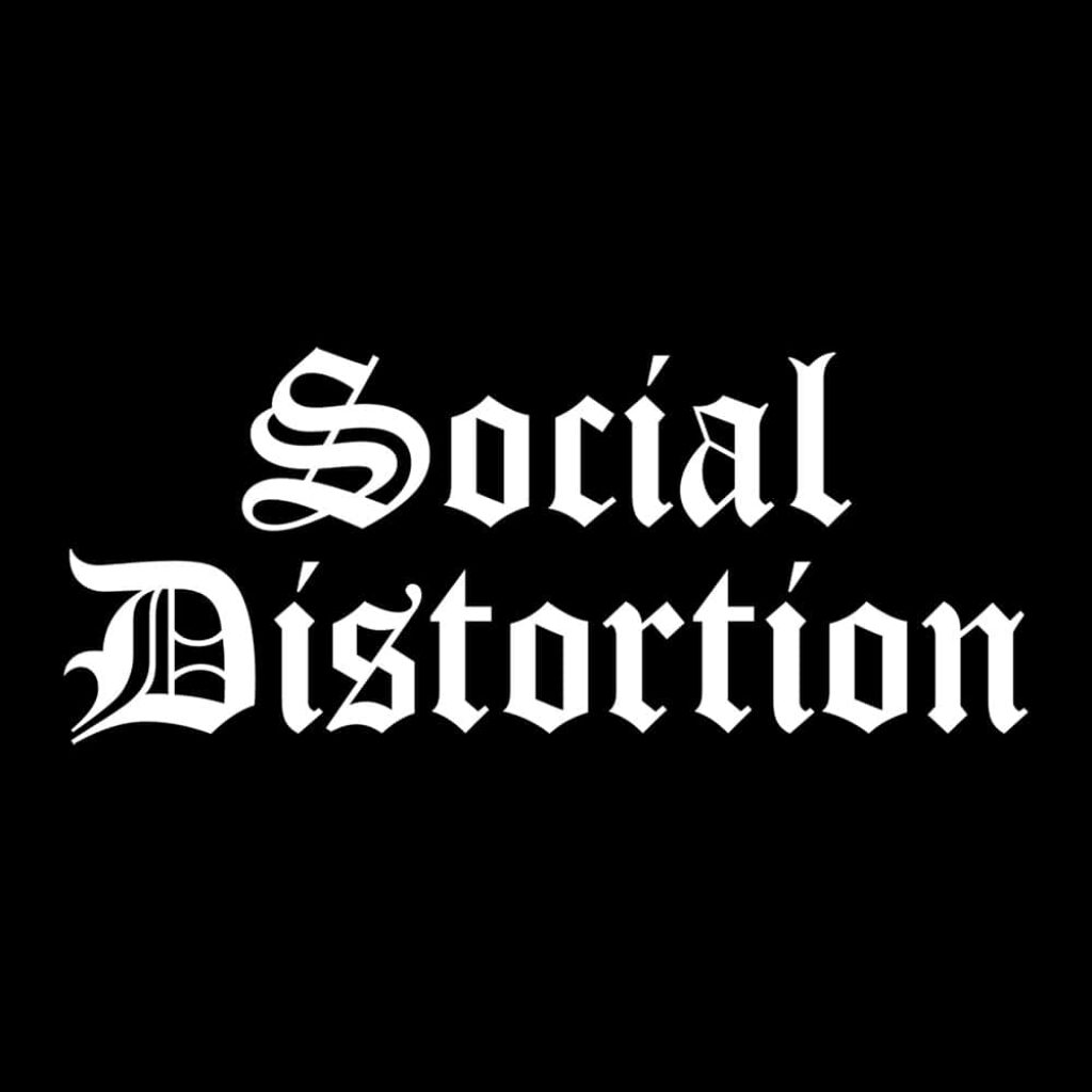 Social Distortion Wallpaper: Bold Gothic Font on Black Background
