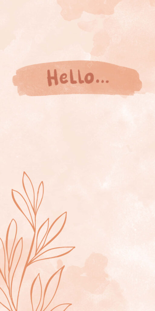 Soft Beige Minimalist Wallpaper with Earthy Speech Bubble & Leaves