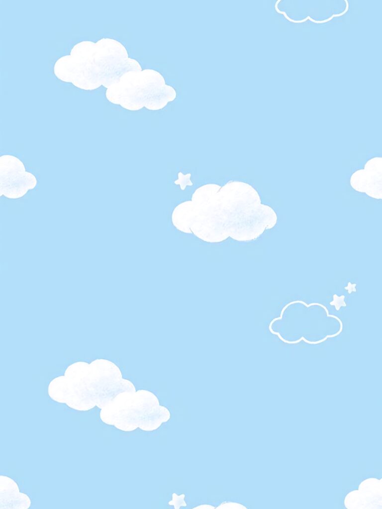 Soft Blue Cloud Wallpaper with Stars - Cute Phone Background