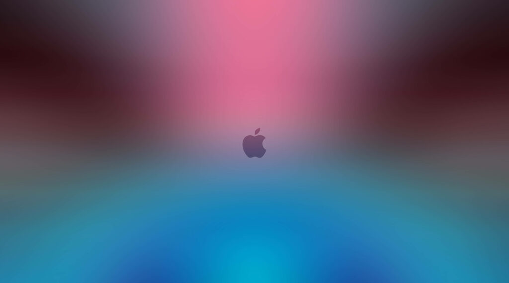 Soft Haze: A Blue Pink Gradient MacBook Air Wallpaper with Apple Logo on a Dreamy Background in UHD 5K 5120x2853 Resolution