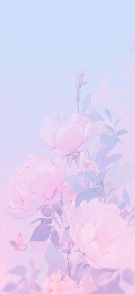 Serene Pastel Floral Wallpaper with Pink & Blue Accents