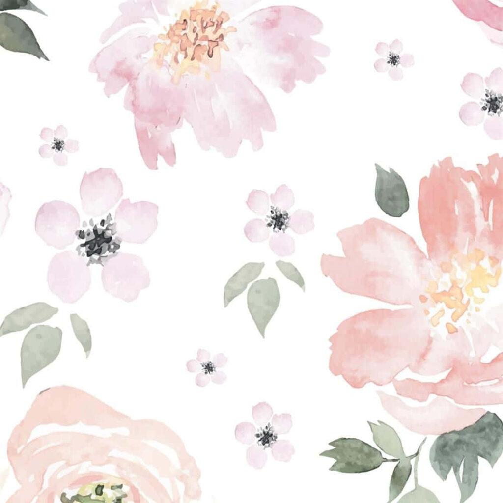 Soft Pastel Flower Wallpaper: Elegant Watercolor Design in Pink & Peach
