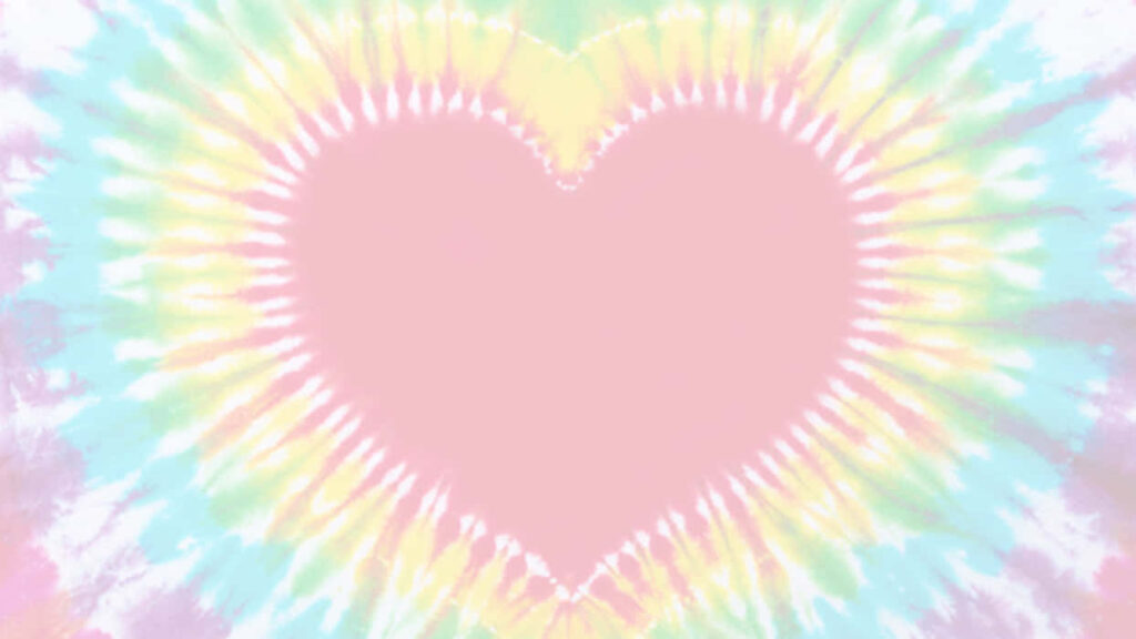 Dreamy Pastel Tie-Dye Wallpaper with Pink Heart & Soothing Colors
