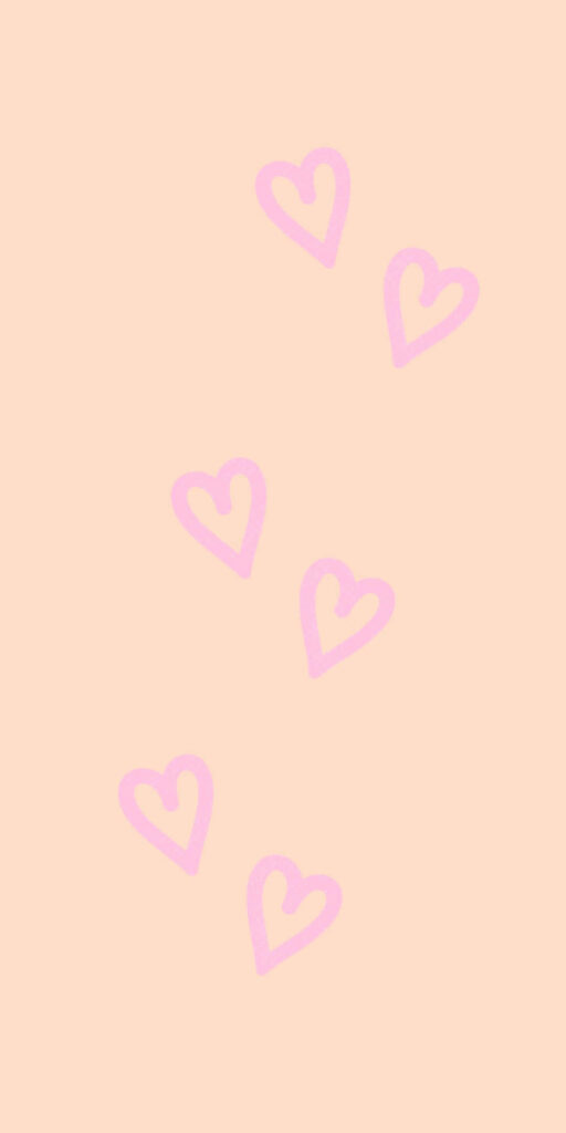 Minimalist Pink Heart Outline Wallpaper on Beige Background