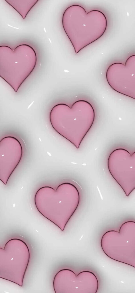 Charming Pink Heart 3D Wallpaper on White Background Design