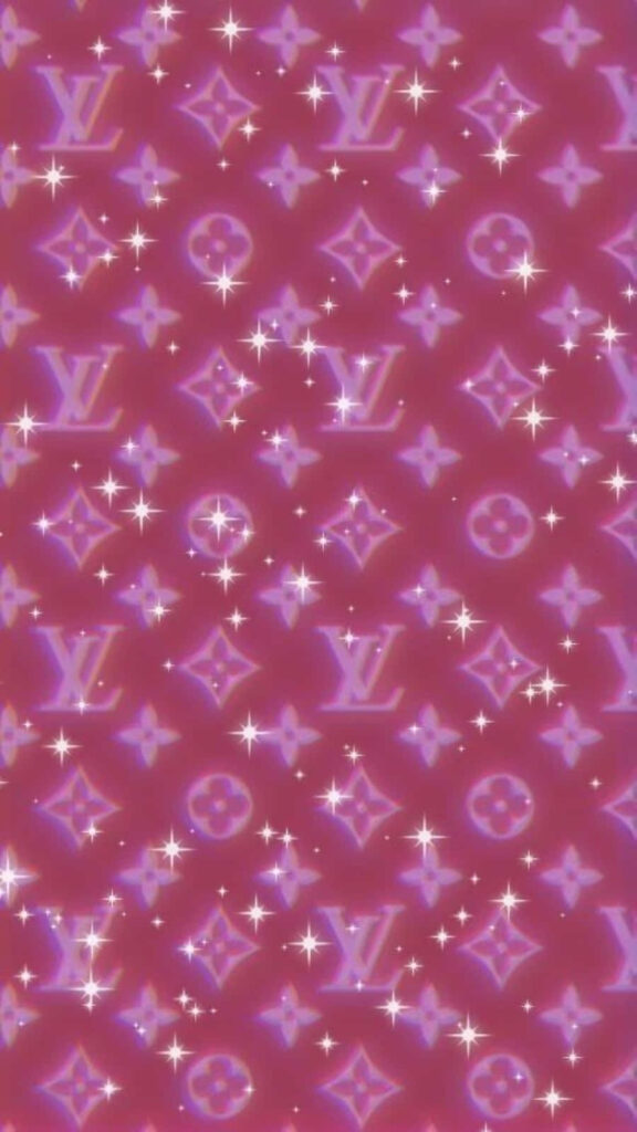 Louis Vuitton monogram wallpaper in soft pink with sparkling effects glamorous stylish background