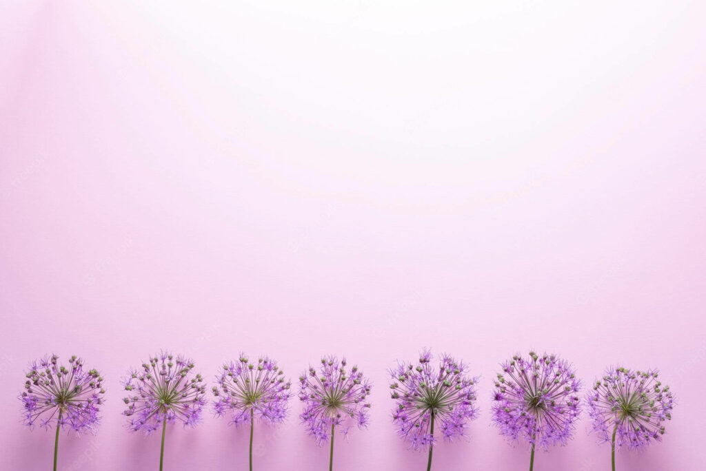 Serene Pink Background with Delicate Purple Flowers - Minimalist Wallpaper