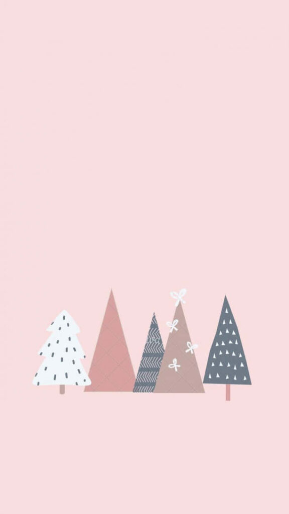 Soft Pink Minimalist Wallpaper with Stylized Trees – Serene Design
