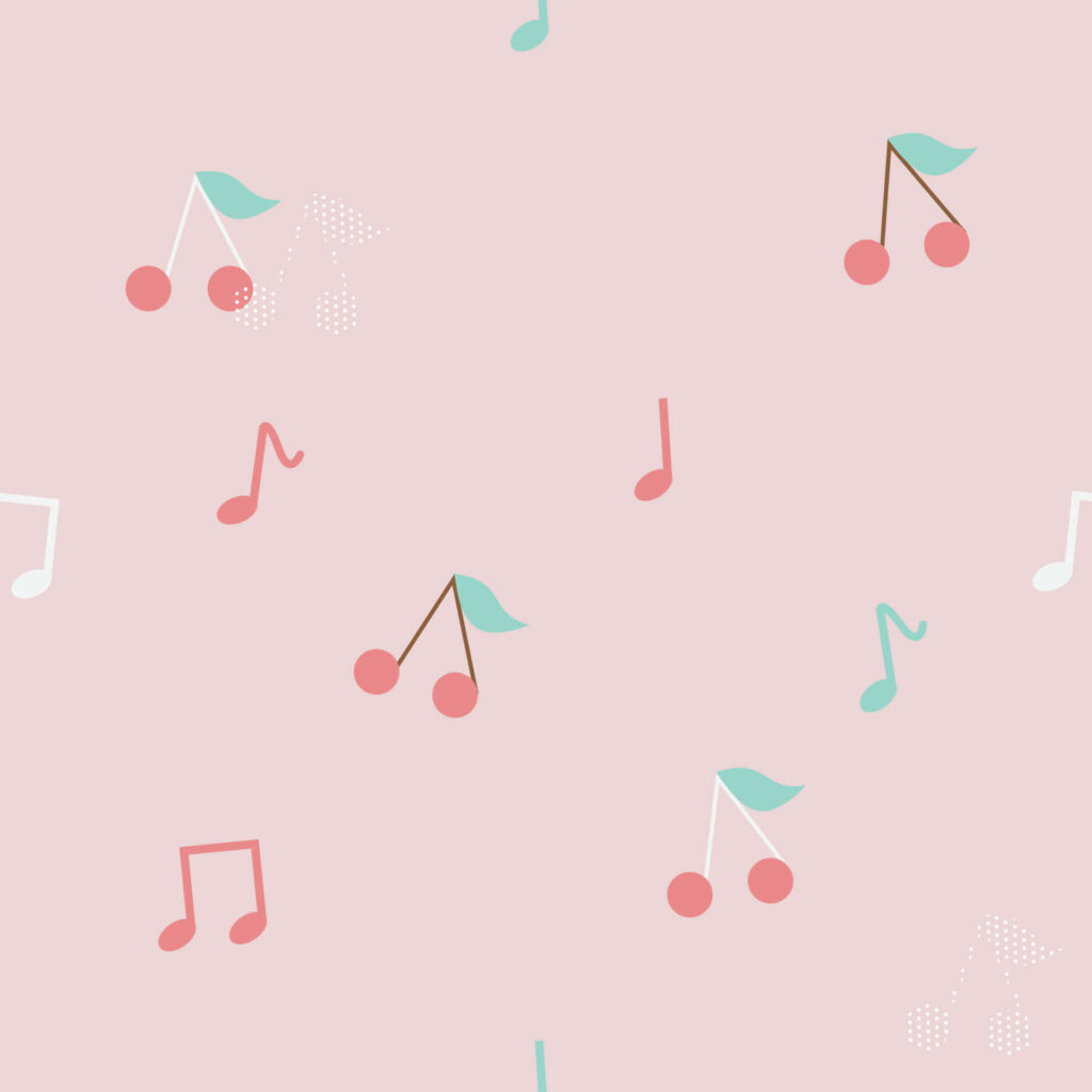 Soft Pink Music Notes & Cherry Wallpaper for a Charming Aesthetic