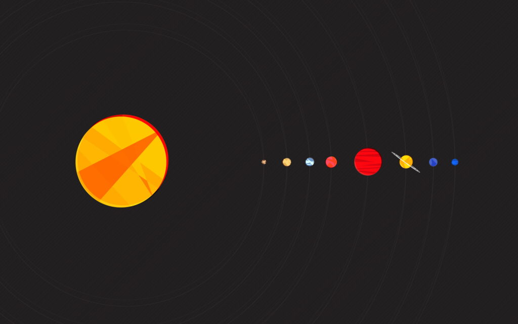 Solar Symmetry: Minimalistic Sun-centric QHD Wallpaper of the Celestial Ensemble