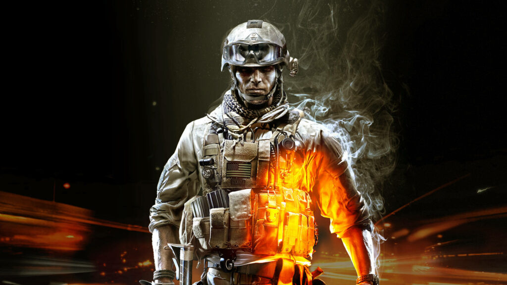 Intense Soldier Close-Up Wallpaper Inspired by Battlefield 3