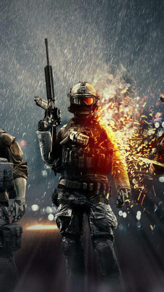 Soldier in Rain: Epic Battlefield 4 Phone Wallpaper