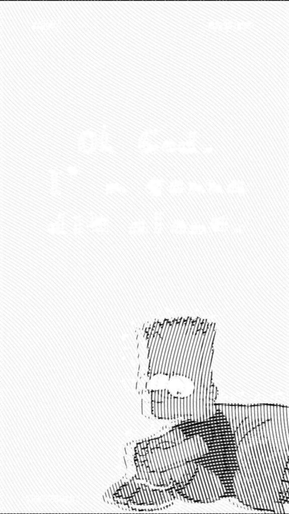 Somber Bart Simpson Wallpaper: Minimalist Black & White Design