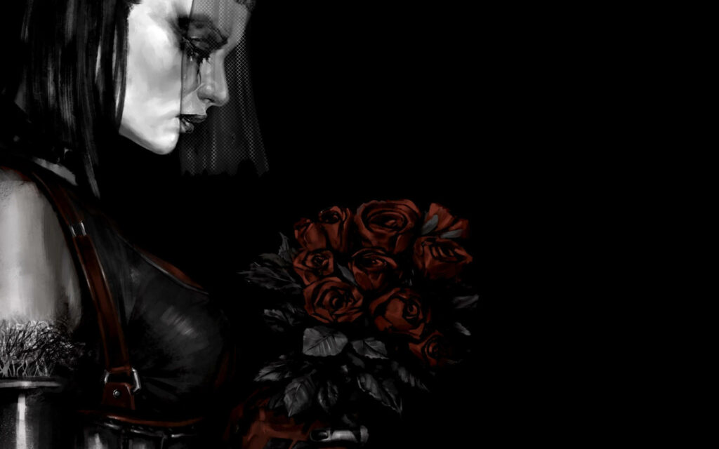 Mysterious Batman Arkham City Wallpaper: Dark Figure with Roses