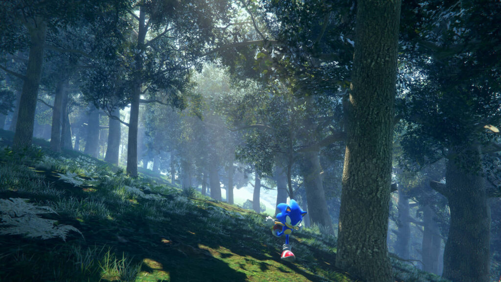 Sonic Frontiers Wallpaper: Adventure in a Lush Forest Setting