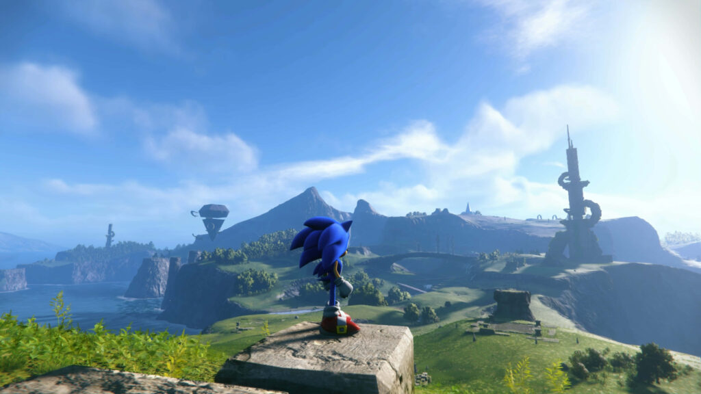 Sonic Frontiers Wallpaper: Sonic Overlooks Lush Island Landscape