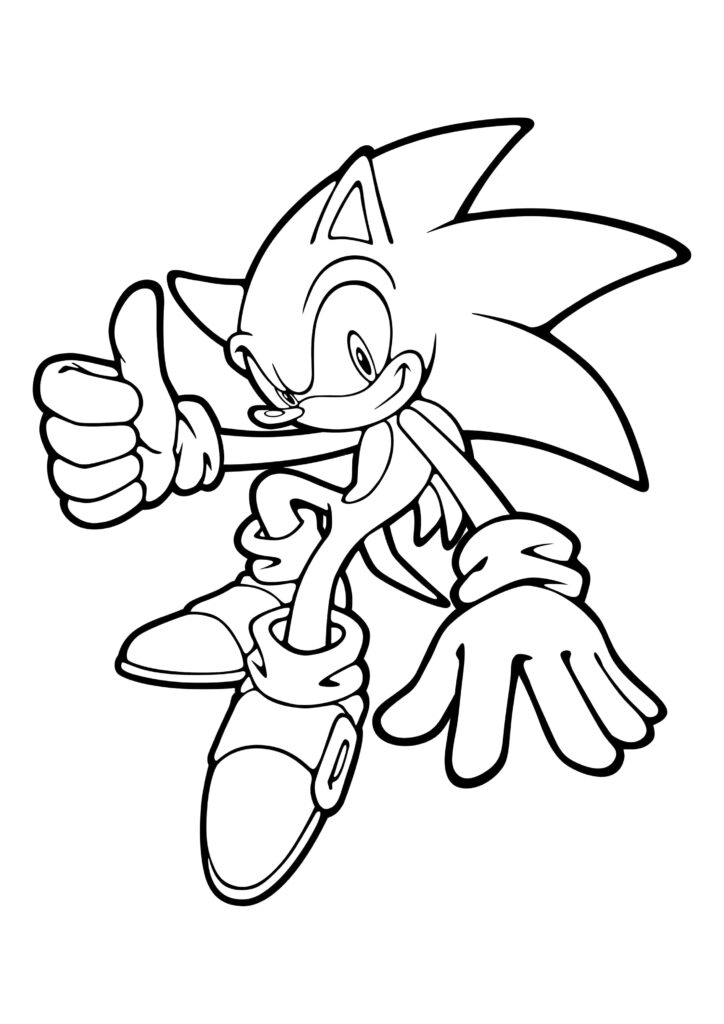 Sonic the Hedgehog Coloring Page: Iconic Thumbs Up Design Wallpaper