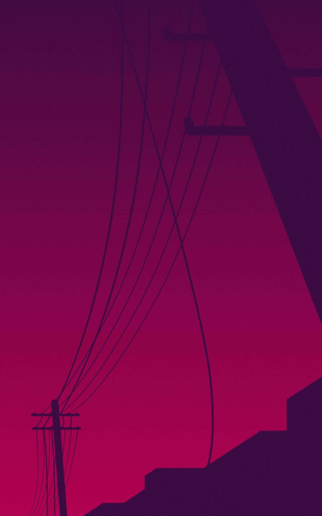 Tranquil Minimalist Phone Background: Power Lines in Purple & Pink Wallpaper