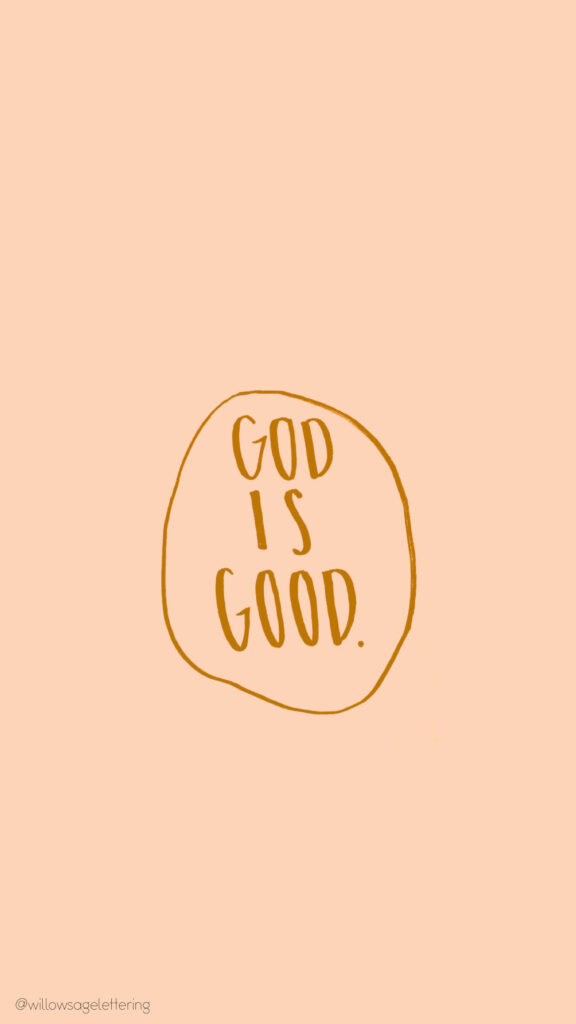 Pastel Orange Background with Inspiring 'God is Good' Wallpaper