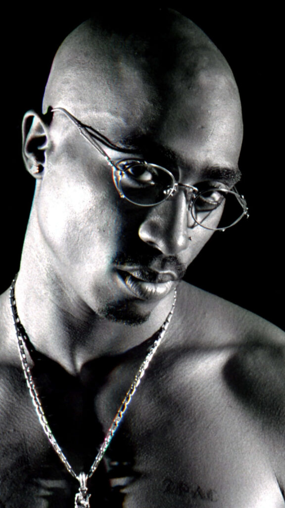 Pac's Iconic Shades: A Stylish Greyscale Phone Wallpaper