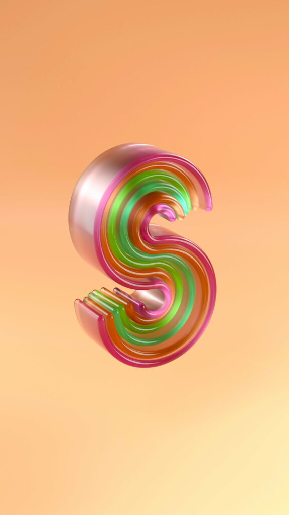 Shimmering Scape - HD Alphabet Typography: A Captivating 3D Phone Wallpaper