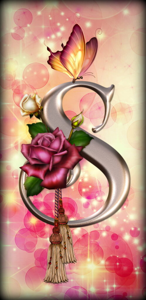 Fluttering Floral Alphabet: A Serene Rose-Pink HD Wallpaper